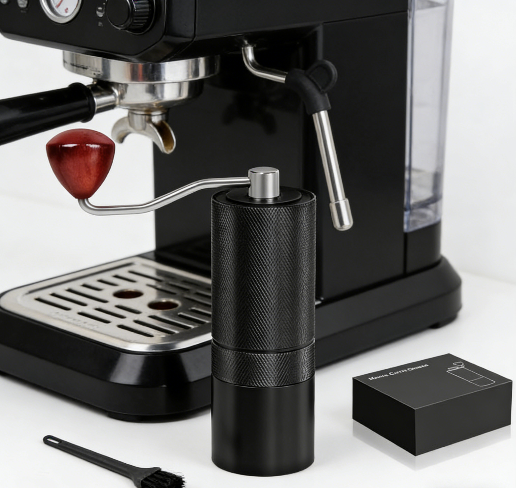 Premium VantaLio Manual Coffee Grinder - CNC Aluminum with Beech Wood Handle