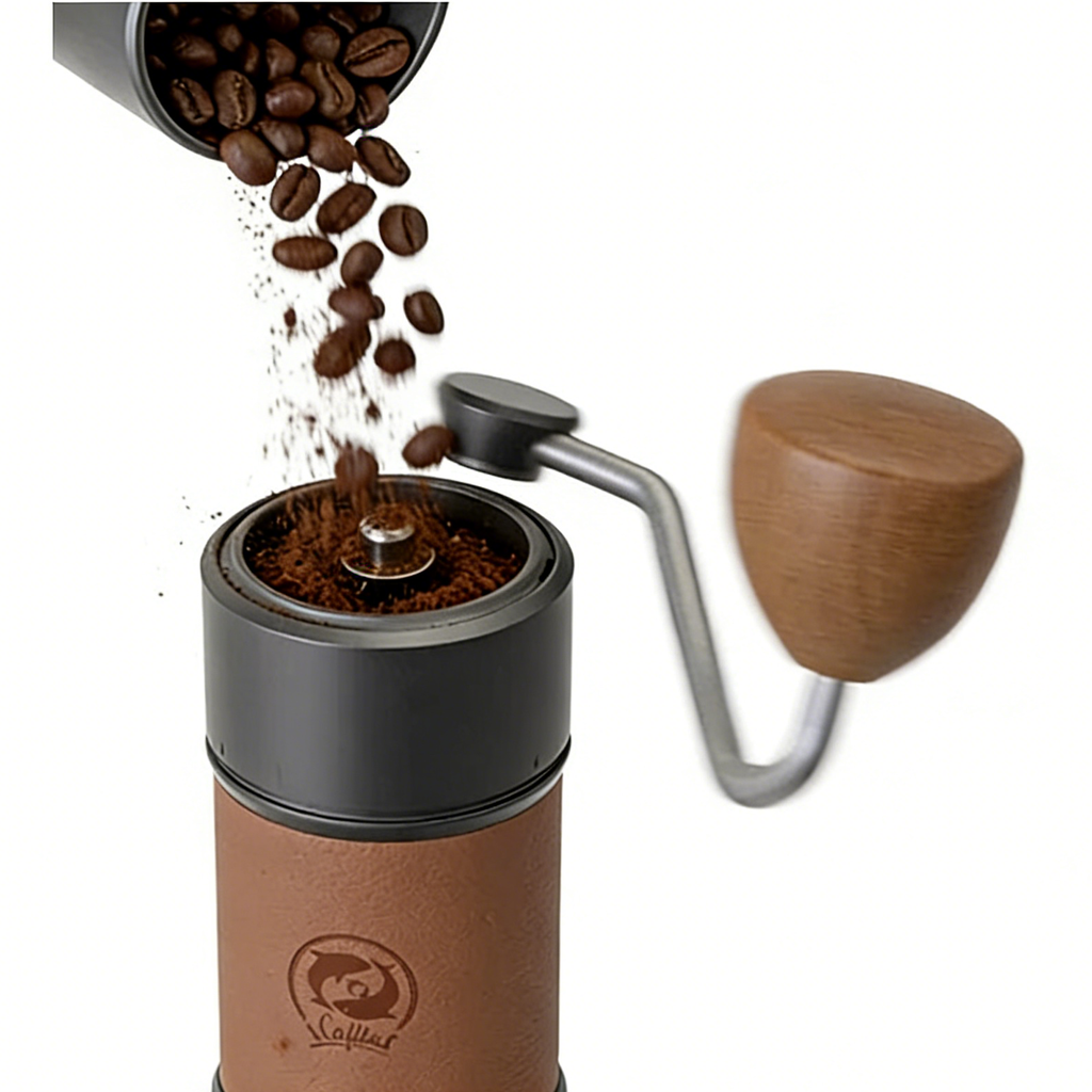 iCafilas Portable Manual Coffee Grinder • Titanium Plated Burr 420 Stainless Steel