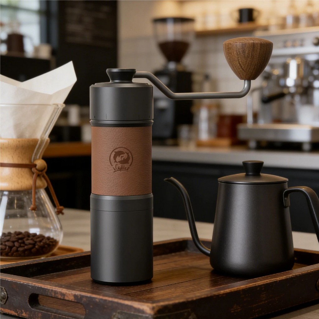 iCafilas Portable Manual Coffee Grinder • Titanium Plated Burr 420 Stainless Steel