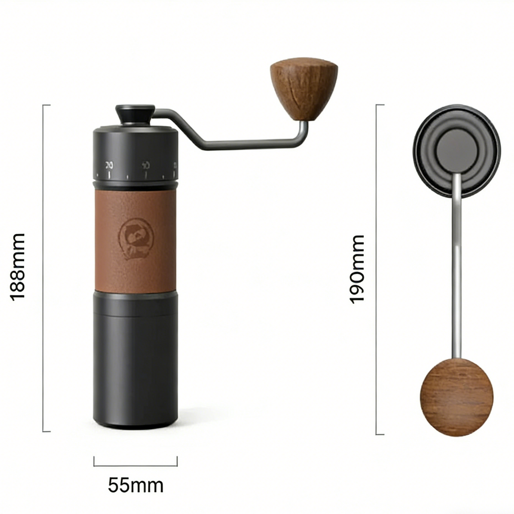 iCafilas Portable Manual Coffee Grinder • Titanium Plated Burr 420 Stainless Steel