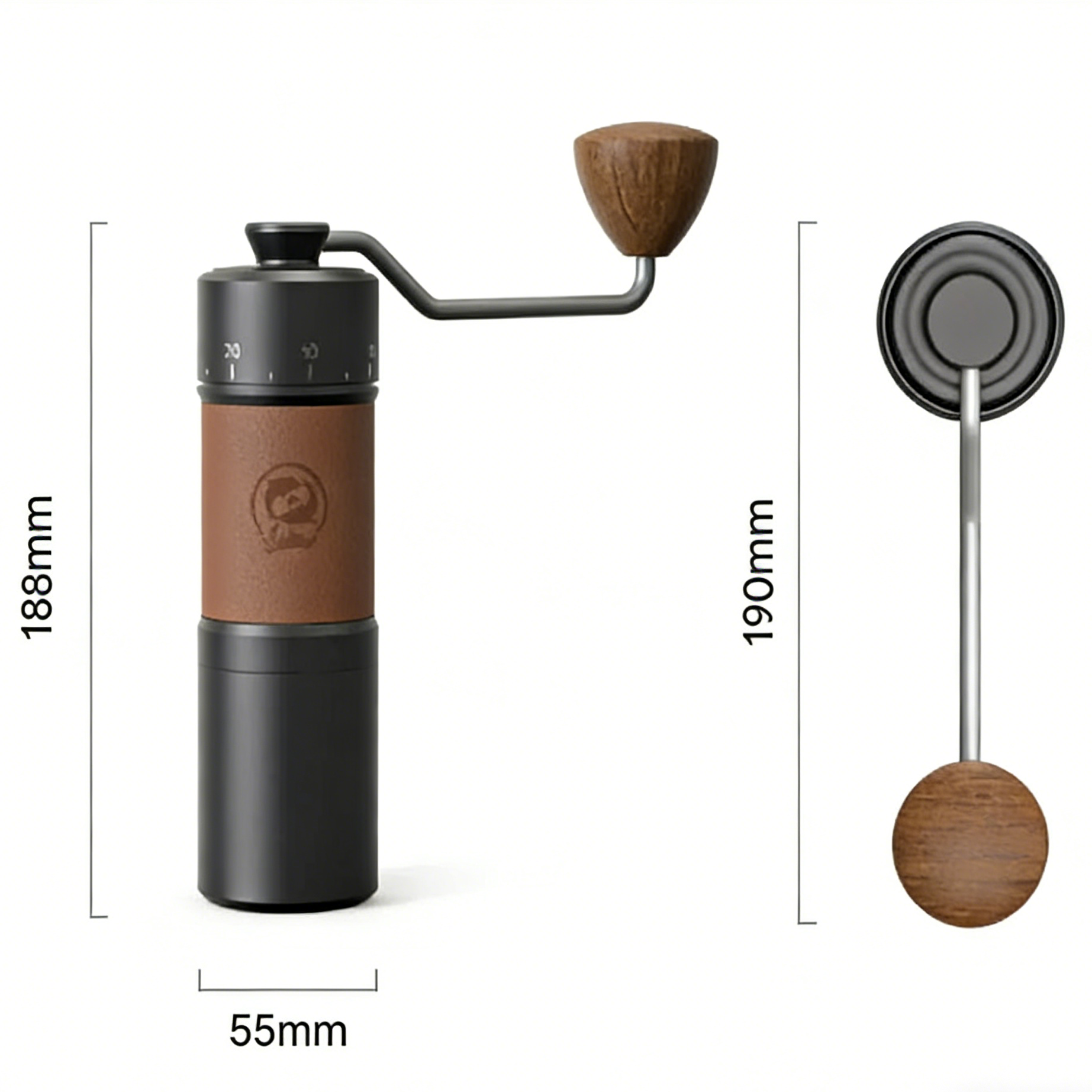 iCafilas Portable Manual Coffee Grinder • Titanium Plated Burr 420 Stainless Steel