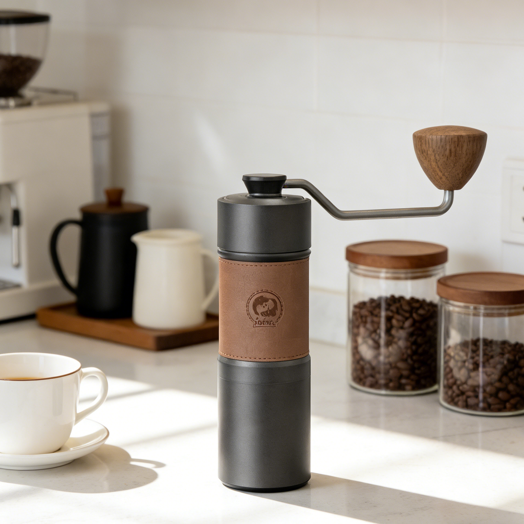 iCafilas Portable Manual Coffee Grinder • Titanium Plated Burr 420 Stainless Steel
