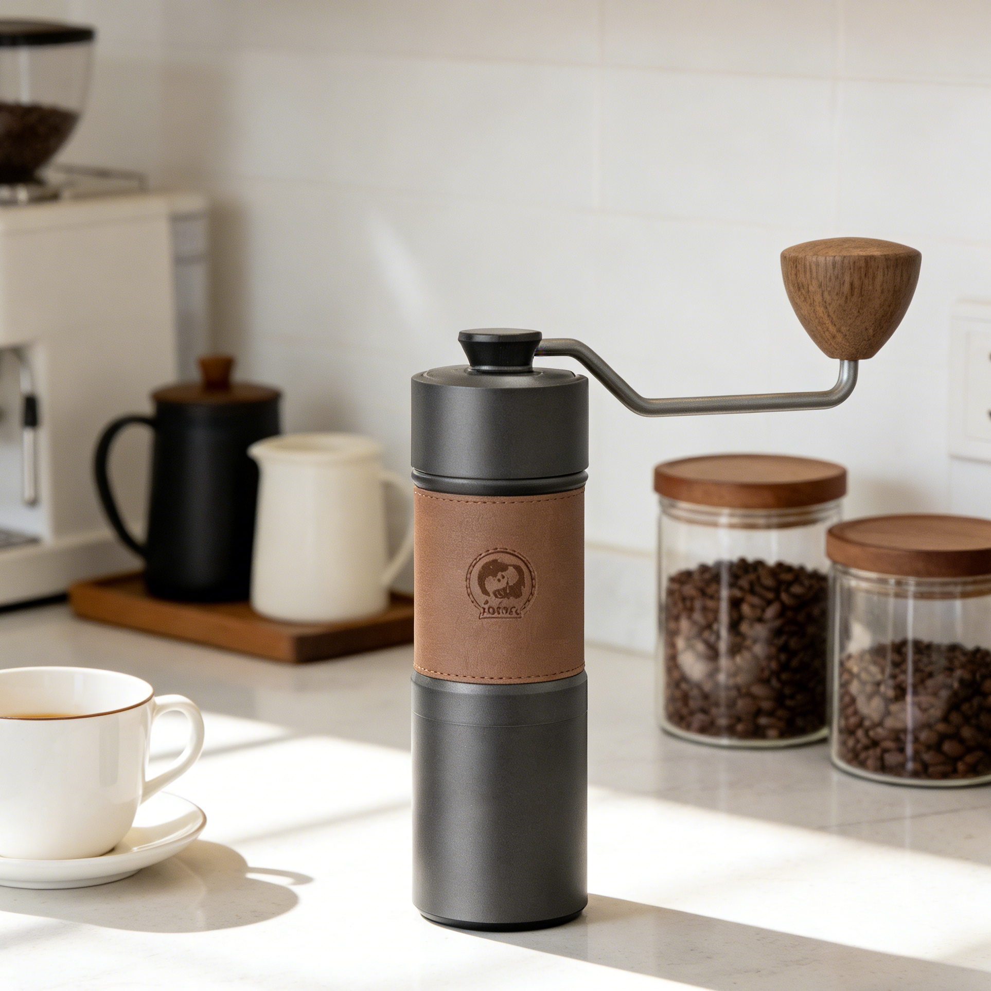 iCafilas Portable Manual Coffee Grinder • Titanium Plated Burr 420 Stainless Steel